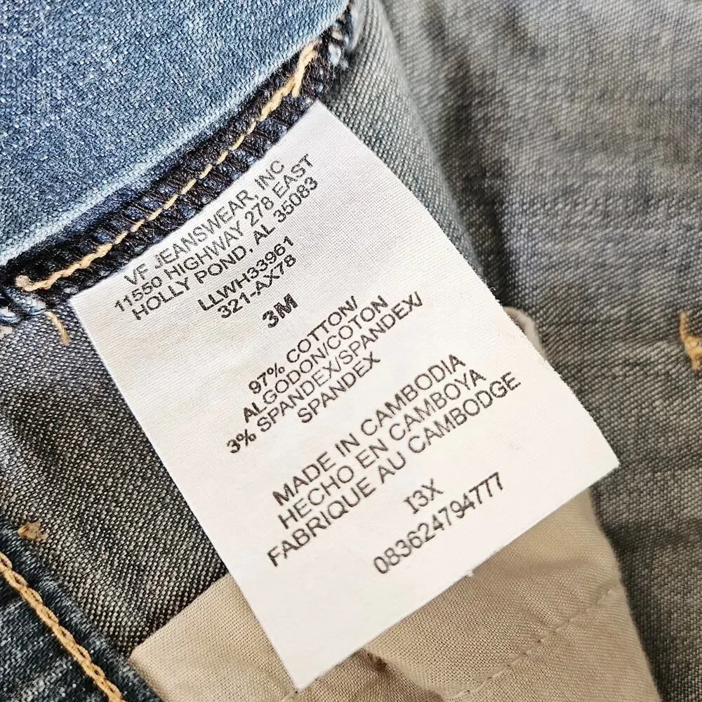 Y2K Lee Denim Skirt Juniors 3 Frayed Hem Button Pockets Stretch Slit Front